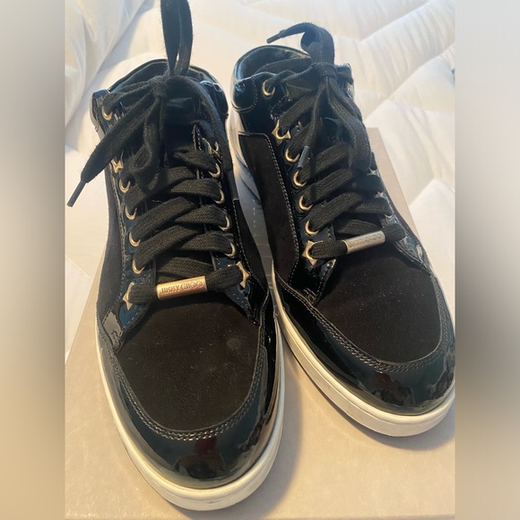 Jimmy Choo Black Suede and Patent Leather Miami sneakers - Picture 5 of 9